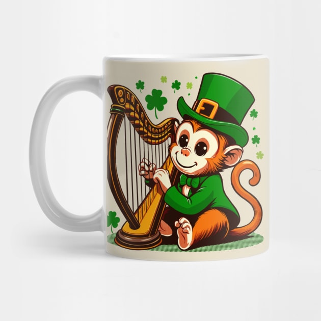 St. Patrick’s Day Monkey Playing Harp by Ghost on Toast